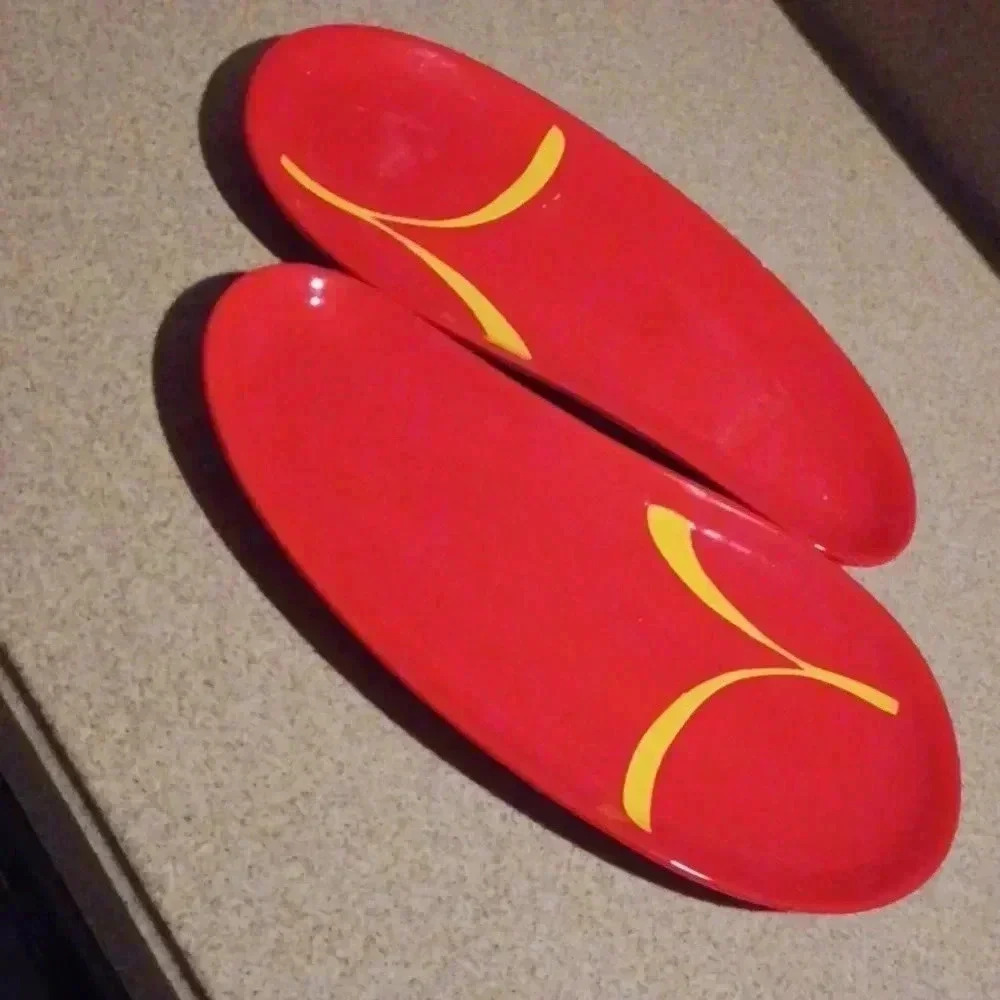 Two Ceramic red decorative plates